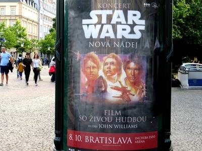 Bratislava (Pozsony), 19 May 2018The Star Wars picture poster on a column in Bratislava.A Csillagok Háborúja c. film plakátja egy pozsonyi utca hirdetõoszlopán.-stock-photo