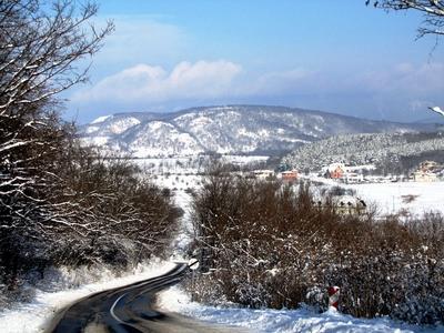 Pilis in winter robe at Pilisjászfalu - Hungary - Nature-stock-photo