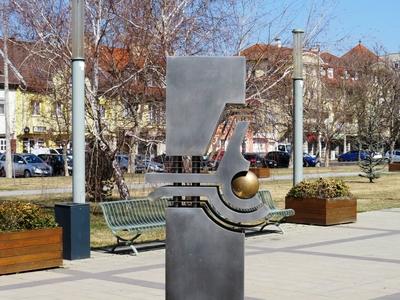 Modern public sculpture - Hajdúszoboszló - Hungary-stock-photo