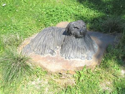 Puli dog statue in Calvin Square - Kunszentmiklós - Hungary-stock-foto