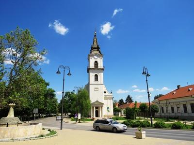 Kunszentmiklós - Calvin square - Reformed church - Hungary-stock-photo