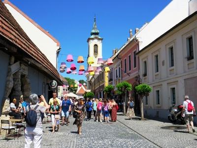 Street with tourists - Szentendre - Hungary-stock-photo