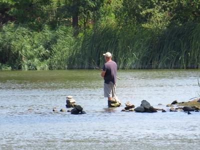 Fisherman at Ráckeve on the Danube - Hungary-stock-foto