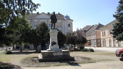 Tóth Kálmán statue - Baja - Hungary-stock-photo