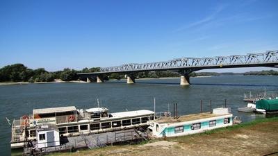 Baja - Hungary - Danube river - Türr István bridge-stock-photo
