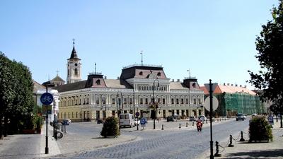Baja - Trinity square - City Hall - Grassalkovich Castle - Hungary-stock-photo