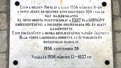 Baja - Plaque Commemoration Ice flodd 1956 - Hungary-stock-photo