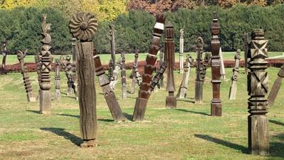 The sculpture park of the historic memorial site of the Battle of Mohács - Hungary, 1526-stock-photo