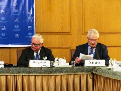 Endre Simó, president of Hungarian Community for Peace - Presentation ot the 3rd Tehran Dialogue Forum on Ukraine crisis-stock-photo