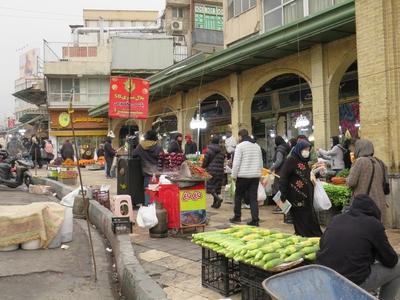 Vegetable vendors in front of the Grand Bazaar in Tehran-stock-photo