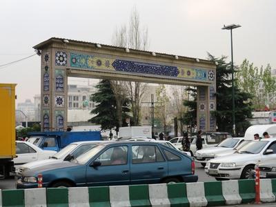 Ornate city gate to the Grand Bazaar - Tehran-stock-photo