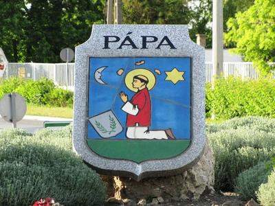 Pápa - Hungary - Coat of arms of the city-stock-photo