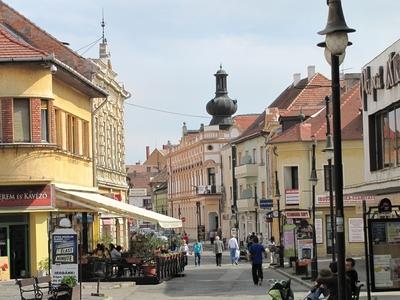 Pápa - Hungary - Pedesterians strett in City Center-stock-photo