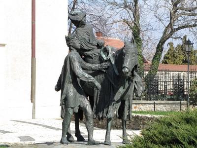 Statue St. Elisabeth and Louis IV - Sérospatal - Hungary-stock-foto