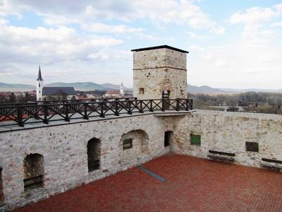 Red Tower - Rákóczi Castle - City view - Sárospatak - Hungary-stock-photo