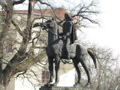Equestrian statue of Ferenc Rákóczi II - Sárospatak - Hungary-stock-foto