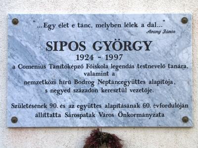 Folk dcance teacher's memorial plaque - Sipos György - Sárospatak-stock-photo