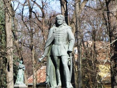 Statue of Prince Rákóczi Ferenc II - Sárospatak - Hungary-stock-photo