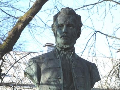 Bust of Tompa Mihály - Sárospatak - Hungary-stock-foto