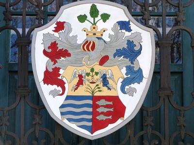 Coat of arms of the town of Sátoraljaújhely - Hungary-stock-photo