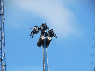 Passengers of the Propeller wheel take off in the Prater amusement park in Vienna-stock-foto