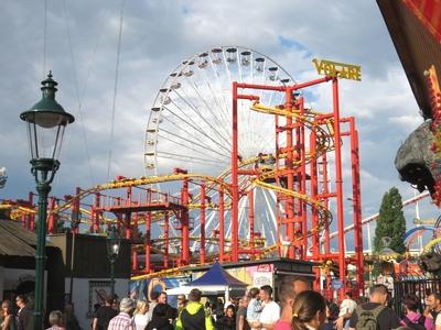 Vienna - Loop roller coaster and Big wheel - Prater amusement park-stock-photo