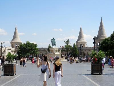 Tourists on the Fisherman's Bastion - Budapest - Hungary-stock-foto