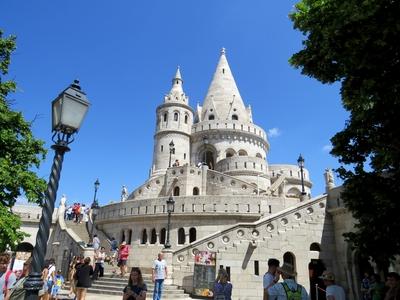 Tourists on the Fisherman's Bastion - Budapest - Hungary-stock-photo