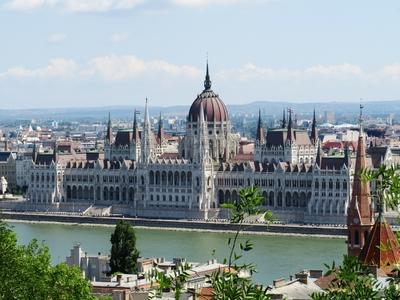 The Parliament and the Danube from the Fisherman's Bastion - Budapest-stock-photo