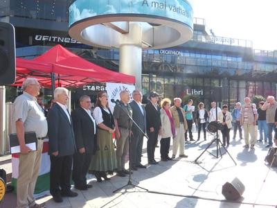 Representatives of the Organsiations cooperating in the Hungarian Forum for Peace movement - Budapest Peace Demonstration-stock-photo