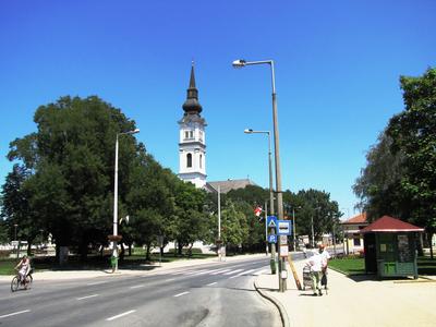 Mzőkövesd - Saint László Church - Center - Hungary-stock-foto