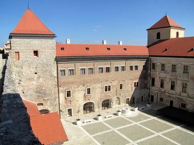 Thury Castle inner courtyard - Várpalota - Hungary-stock-photo