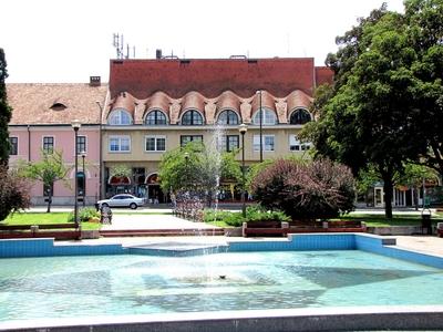 The fountain at Erzsébet tér in Nagykanizsa - Hungary-stock-foto