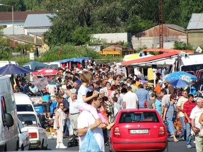 Nagykanizsa Sunday market fair - Hungary-stock-photo