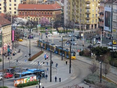 The skyline of Széna Square - Budapest-stock-foto