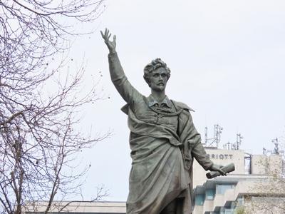 Hungarian great Poet statue - Petőfi Sándor - Budapest-stock-foto