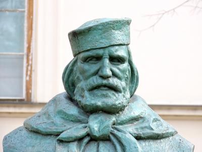 Bust of Giuseppe Garibaldi - Budapest - Museum garden-stock-photo