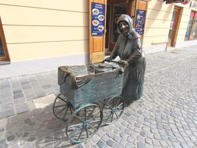 The statue of Aunt Kati, the housewife - Székesfehérvár - Hungary-stock-foto