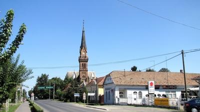 Szarvas - City view - Evangelical church - Hungary-stock-photo