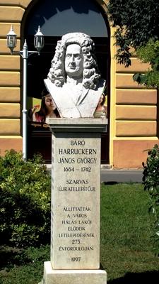 Bust of György János Báró Harruckern, the resettler of Szarvas - Hungary-stock-photo