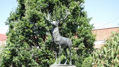 Deer statue - Szarvas City symbol - Hungary-stock-photo