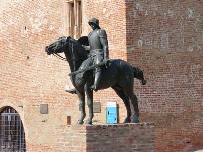 The valiant equestrian statue - Castle of Gyula - Hungary-stock-photo