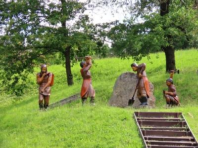 Telkibánya gold mining - Figures reminiscent of gold miners - Hungary-stock-photo
