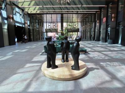 Budapest - Sculpture group in the hall of the Bem Center hotel and office building-stock-photo