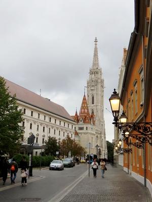 Táncsics Mihály Street in Buda Castle on a gloomy day -Budapest-stock-foto