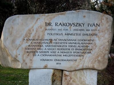 Dr. Rakovszky Iván memorial stone - Margaret Island developer - Budapest-stock-foto