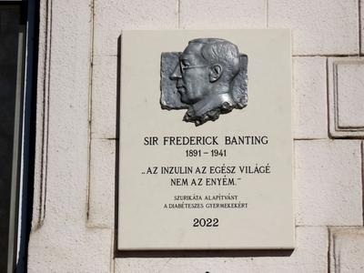 Relief portrait of Sir Frederick Banting - Insulin discoverer - Budapest-stock-foto