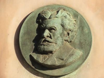 Relief depicting Kálmán Thaly - HIstorian - Budapest-stock-photo