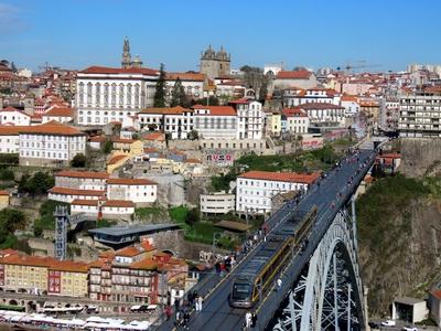 Porto Panorama - Portugal - Luíz Bridge-stock-foto