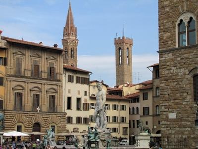 Firenze - Florence - Neptune Fountain - Badia - Signoria-stock-foto